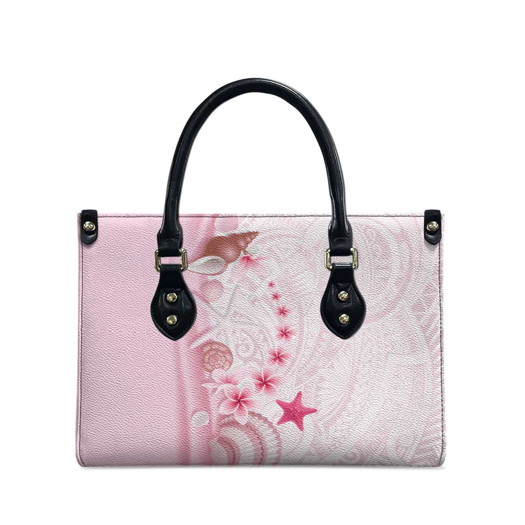 Pink Plumeria Sea Shell Leather Bag Starfish Polynesian Pattern LT01 - Polynesian Pride