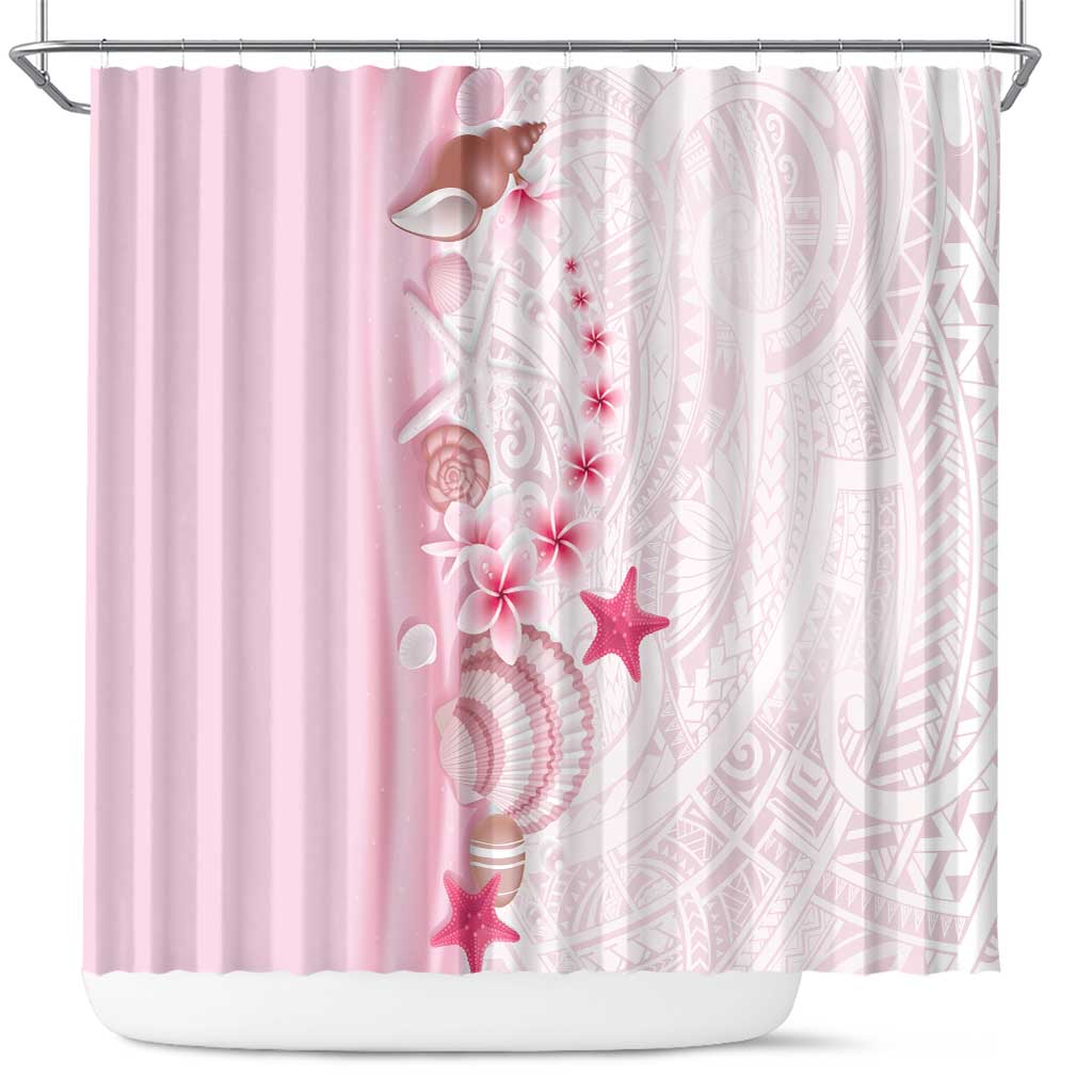 Pink Plumeria Sea Shell Shower Curtain Starfish Polynesian Pattern LT01 Pink - Polynesian Pride