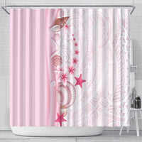 Pink Plumeria Sea Shell Shower Curtain Starfish Polynesian Pattern LT01 - Polynesian Pride