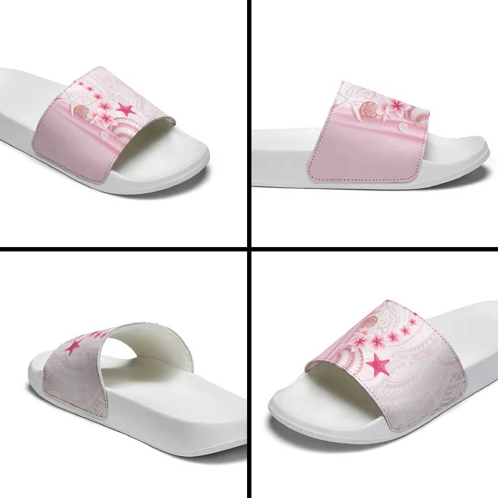 Pink Plumeria Sea Shell Slide Sandals Starfish Polynesian Pattern LT01 - Polynesian Pride
