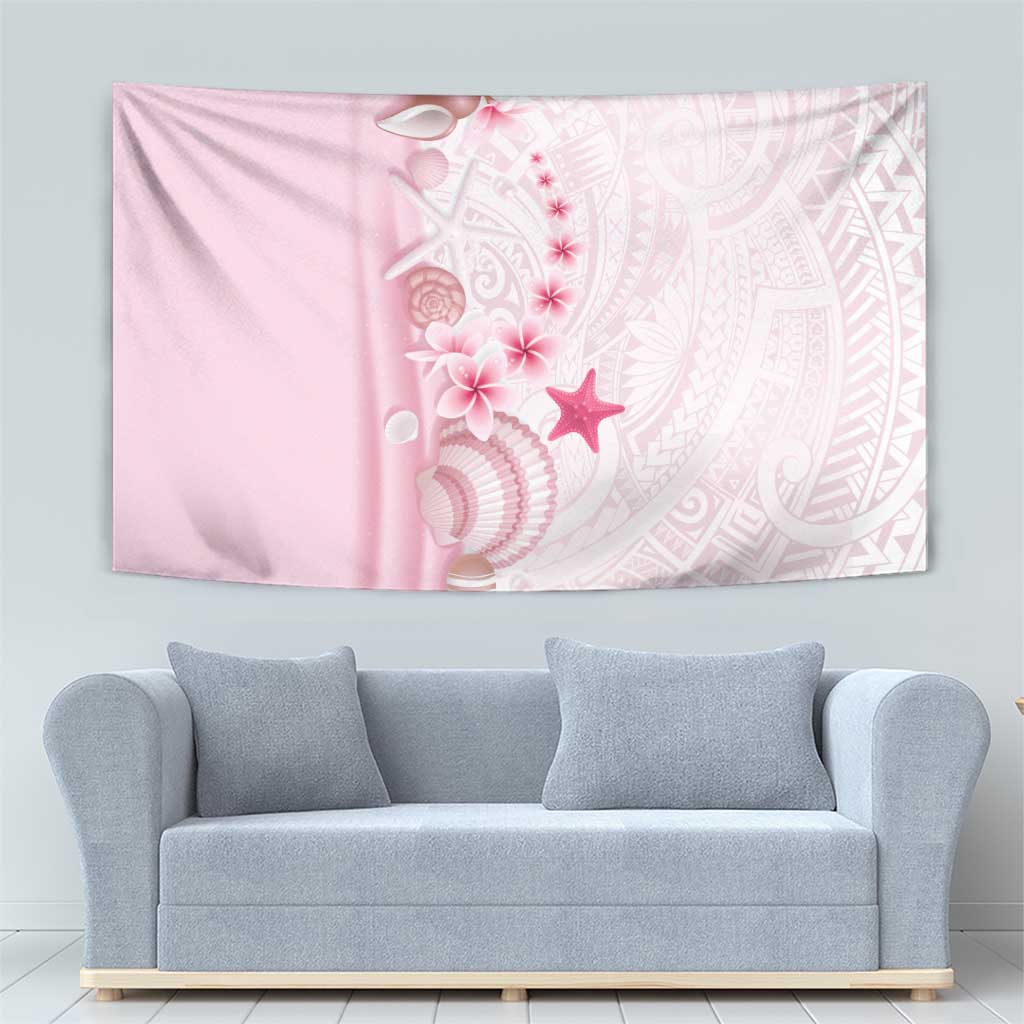 Pink Plumeria Sea Shell Tapestry Starfish Polynesian Pattern LT01 - Polynesian Pride