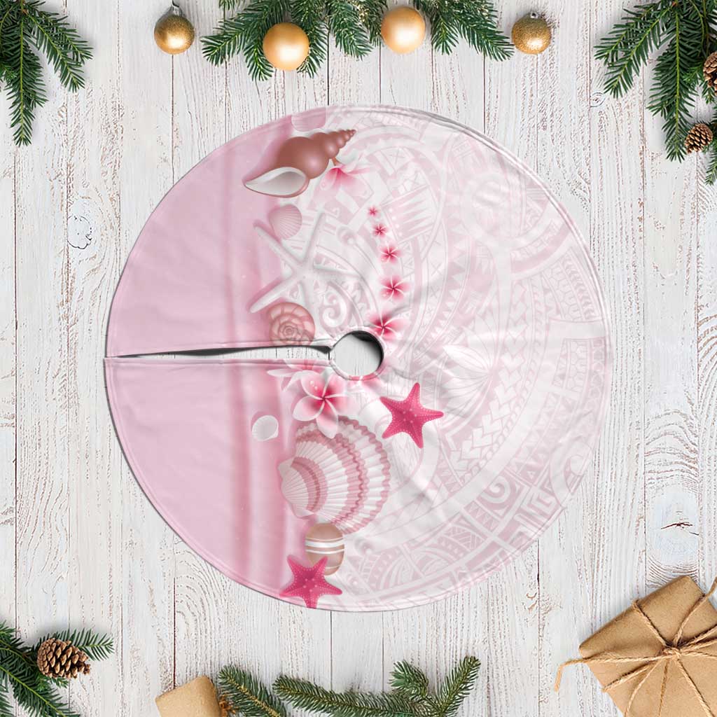 Pink Plumeria Sea Shell Tree Skirt Starfish Polynesian Pattern LT01 Casual Pink - Polynesian Pride