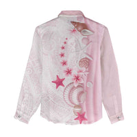 Pink Plumeria Sea Shell Women Casual Shirt Starfish Polynesian Pattern LT01 - Polynesian Pride