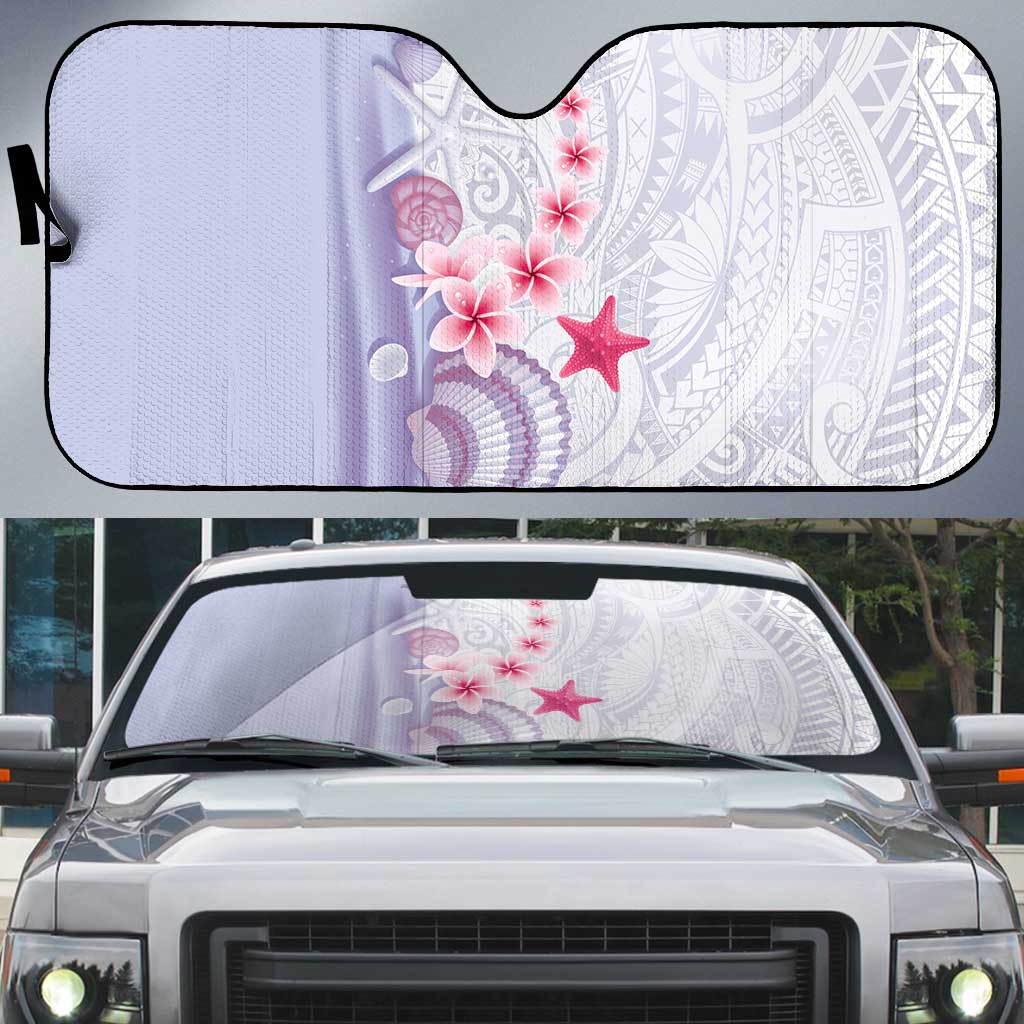 Purple Plumeria Sea Shell Auto Sun Shade Starfish Polynesian Pattern LT01 Purple - Polynesian Pride