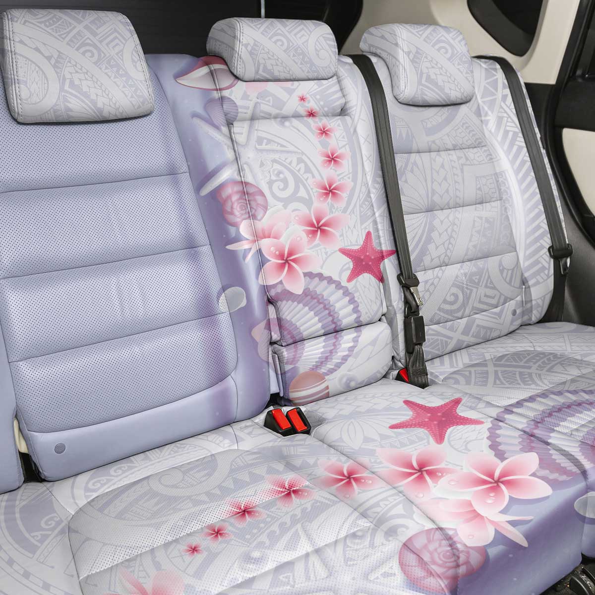 Purple Plumeria Sea Shell Back Car Seat Cover Starfish Polynesian Pattern LT01 - Polynesian Pride