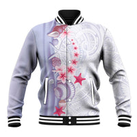 Purple Plumeria Sea Shell Baseball Jacket Starfish Polynesian Pattern LT01 Unisex Purple - Polynesian Pride