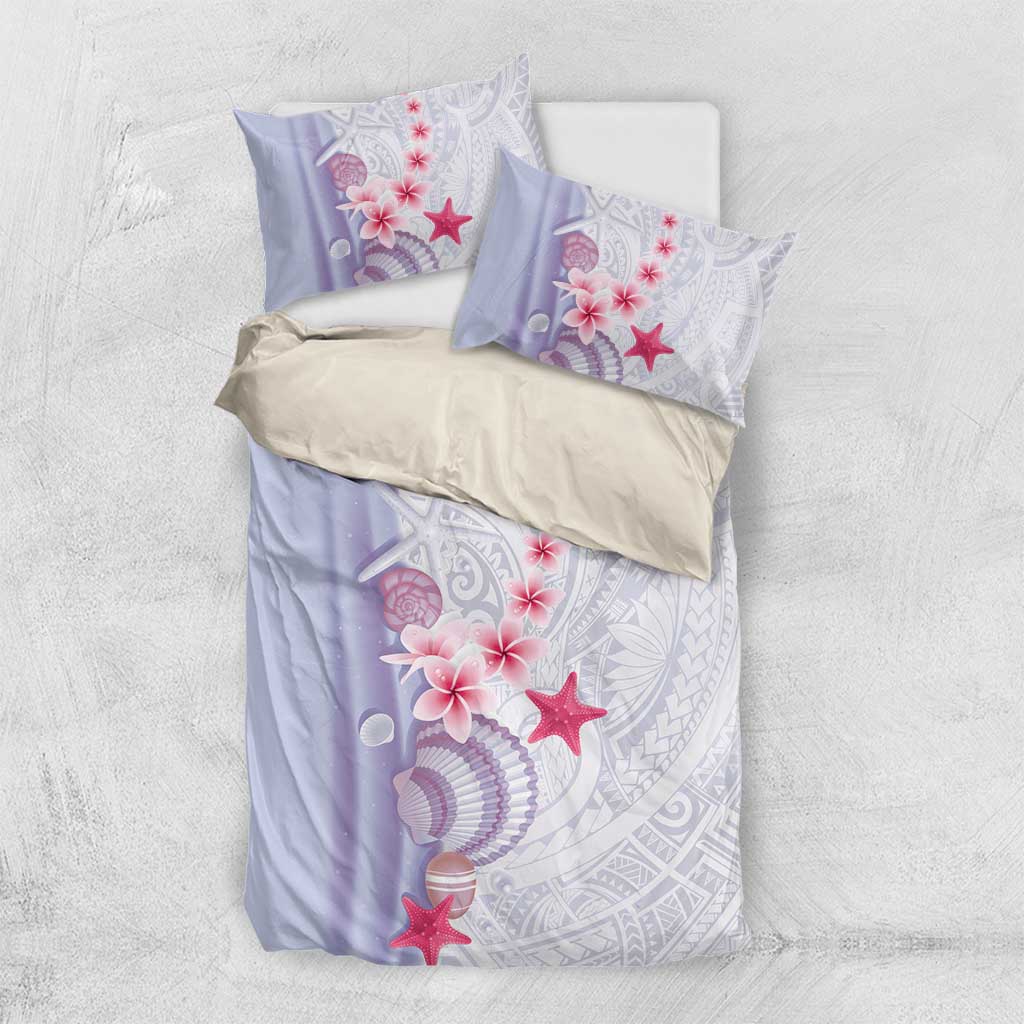 Purple Plumeria Sea Shell Bedding Set Starfish Polynesian Pattern LT01 US Twin 172cm x 218cm Purple - Polynesian Pride