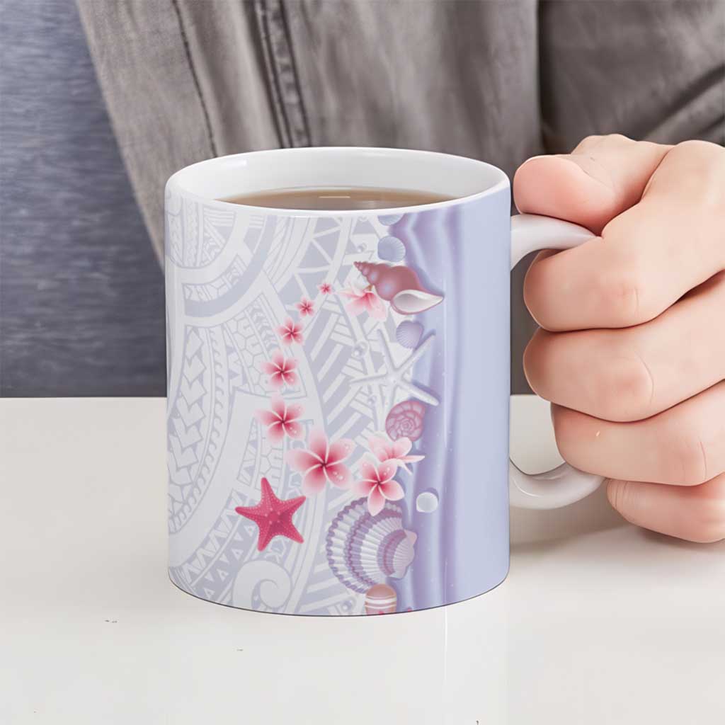 Purple Plumeria Sea Shell Ceramic Mug Starfish Polynesian Pattern LT01 - Polynesian Pride