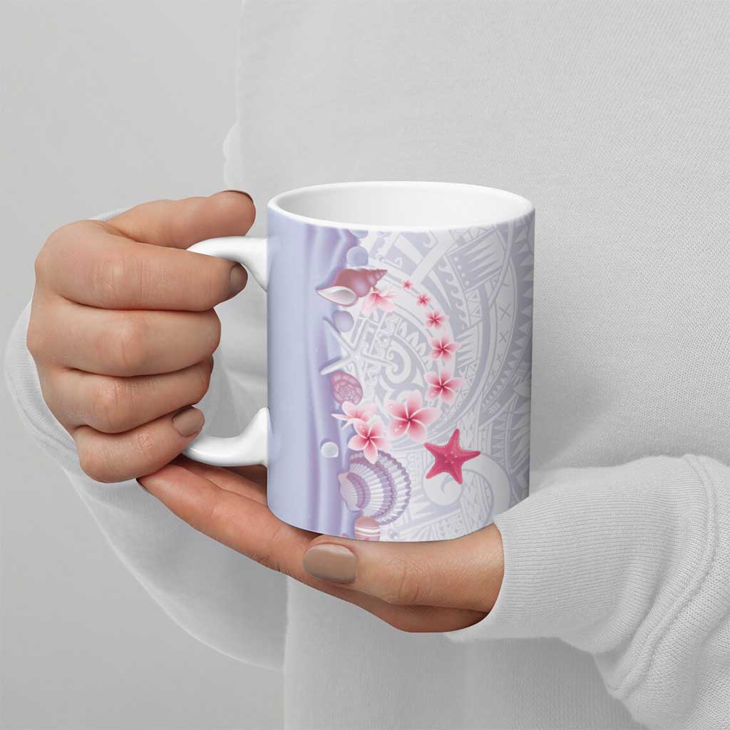 Purple Plumeria Sea Shell Ceramic Mug Starfish Polynesian Pattern LT01 - Polynesian Pride