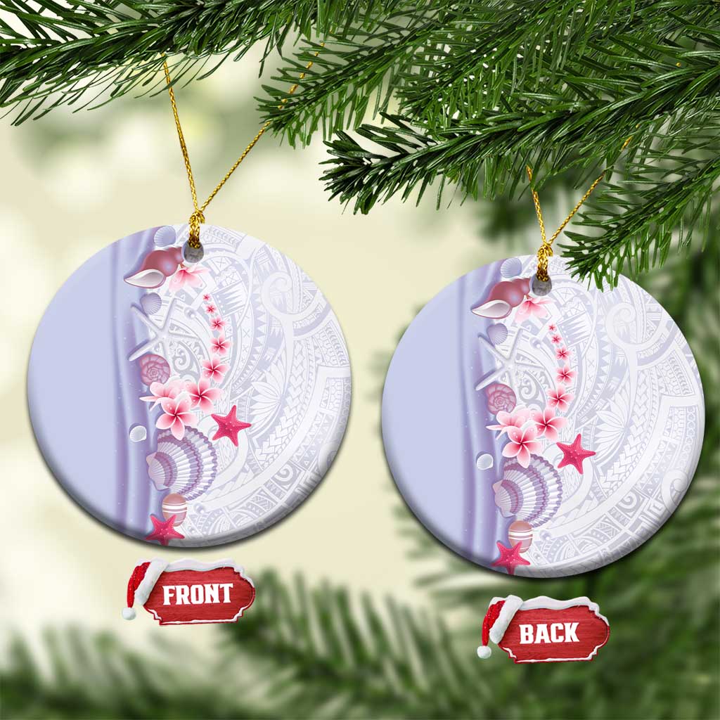 Purple Plumeria Sea Shell Ceramic Ornament Starfish Polynesian Pattern LT01 Circle Purple - Polynesian Pride