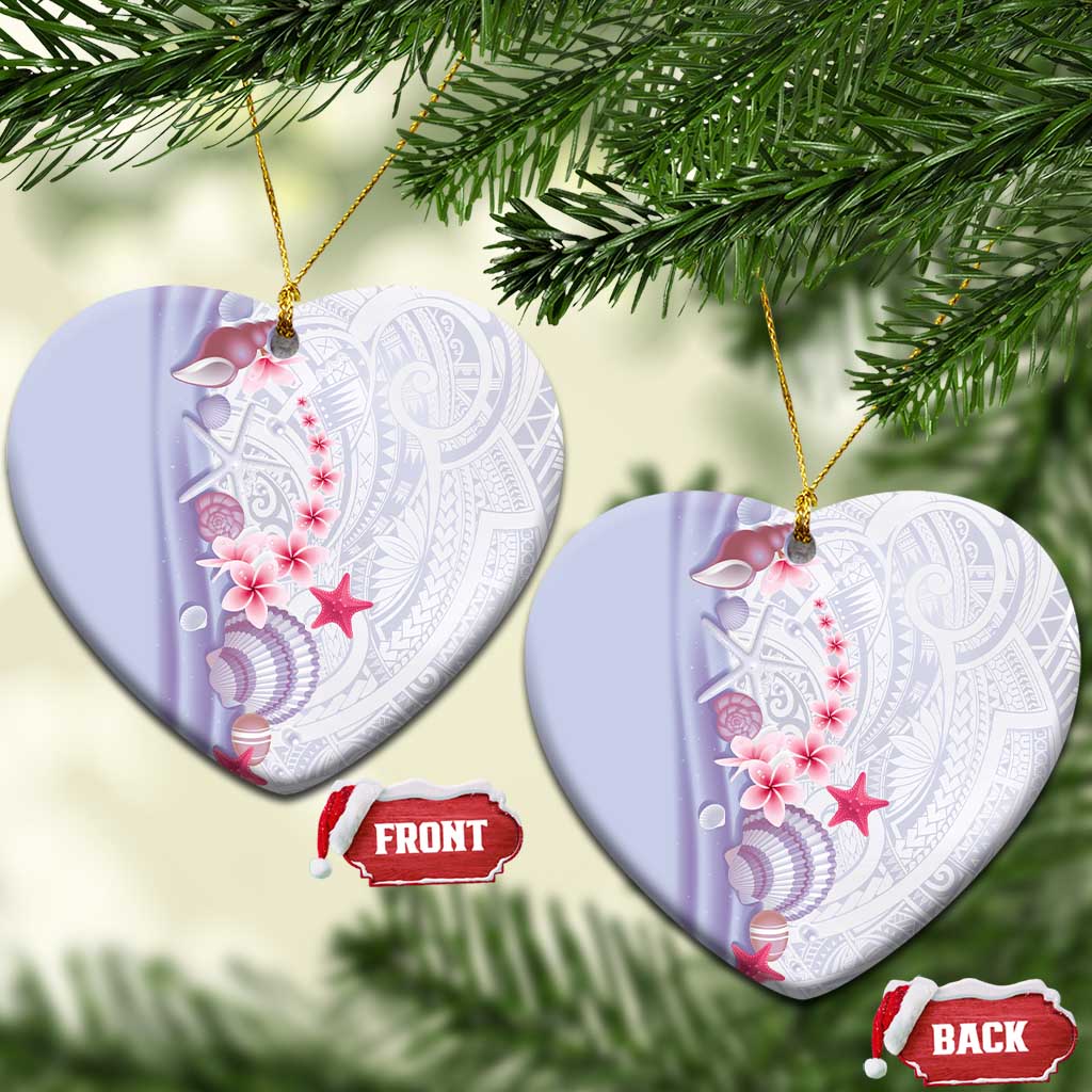 Purple Plumeria Sea Shell Ceramic Ornament Starfish Polynesian Pattern LT01 Heart Purple - Polynesian Pride