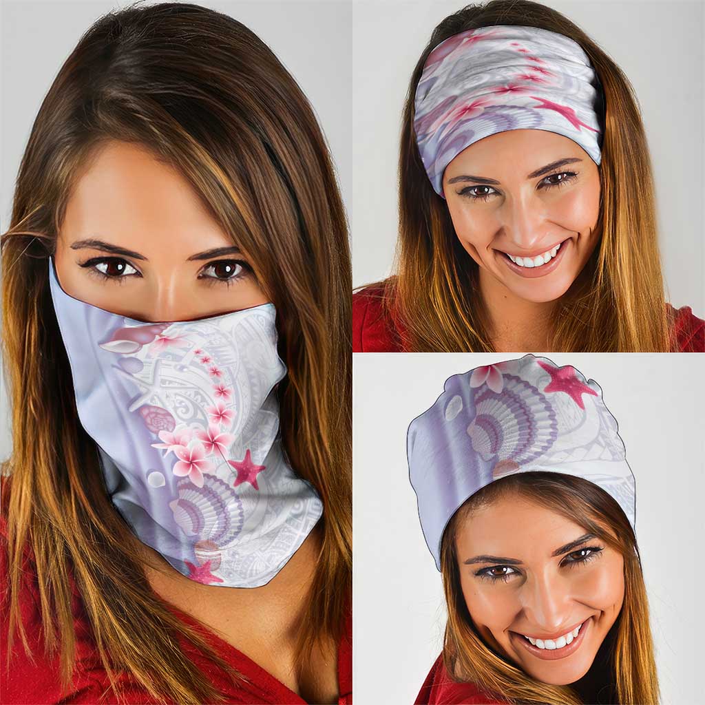 Purple Plumeria Sea Shell Neck Gaiter Starfish Polynesian Pattern LT01 - Polynesian Pride