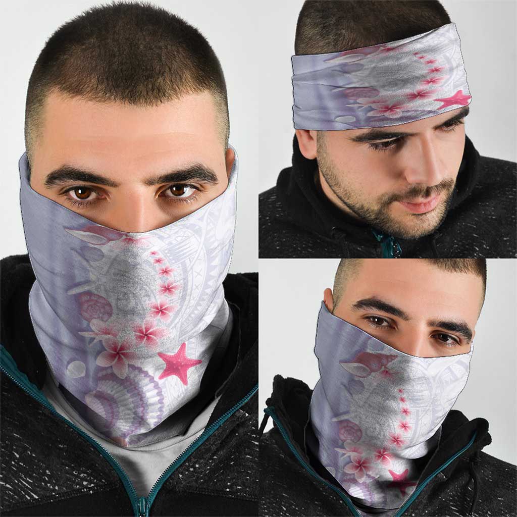 Purple Plumeria Sea Shell Neck Gaiter Starfish Polynesian Pattern LT01 - Polynesian Pride