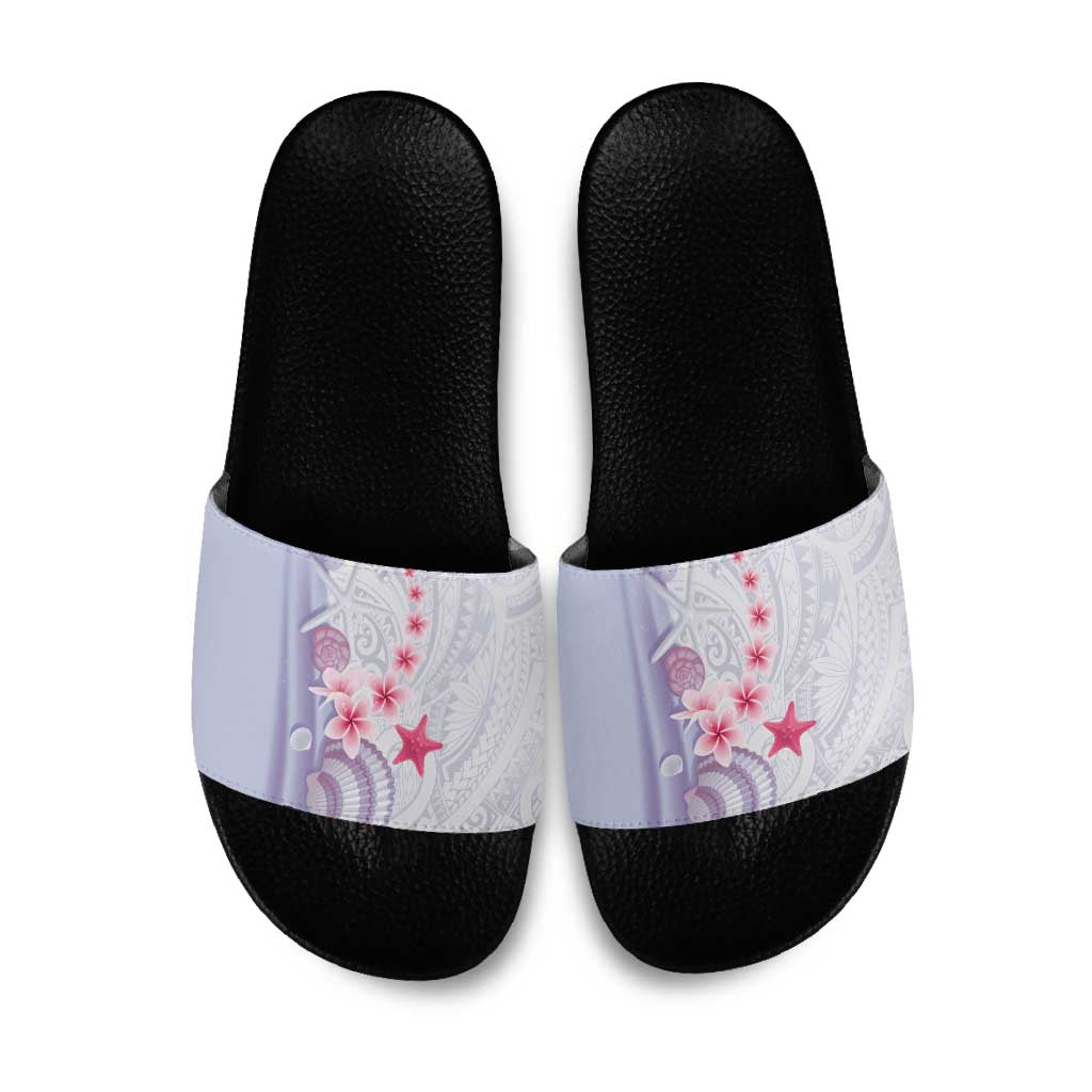 Purple Plumeria Sea Shell Slide Sandals Starfish Polynesian Pattern LT01 Purple - Polynesian Pride