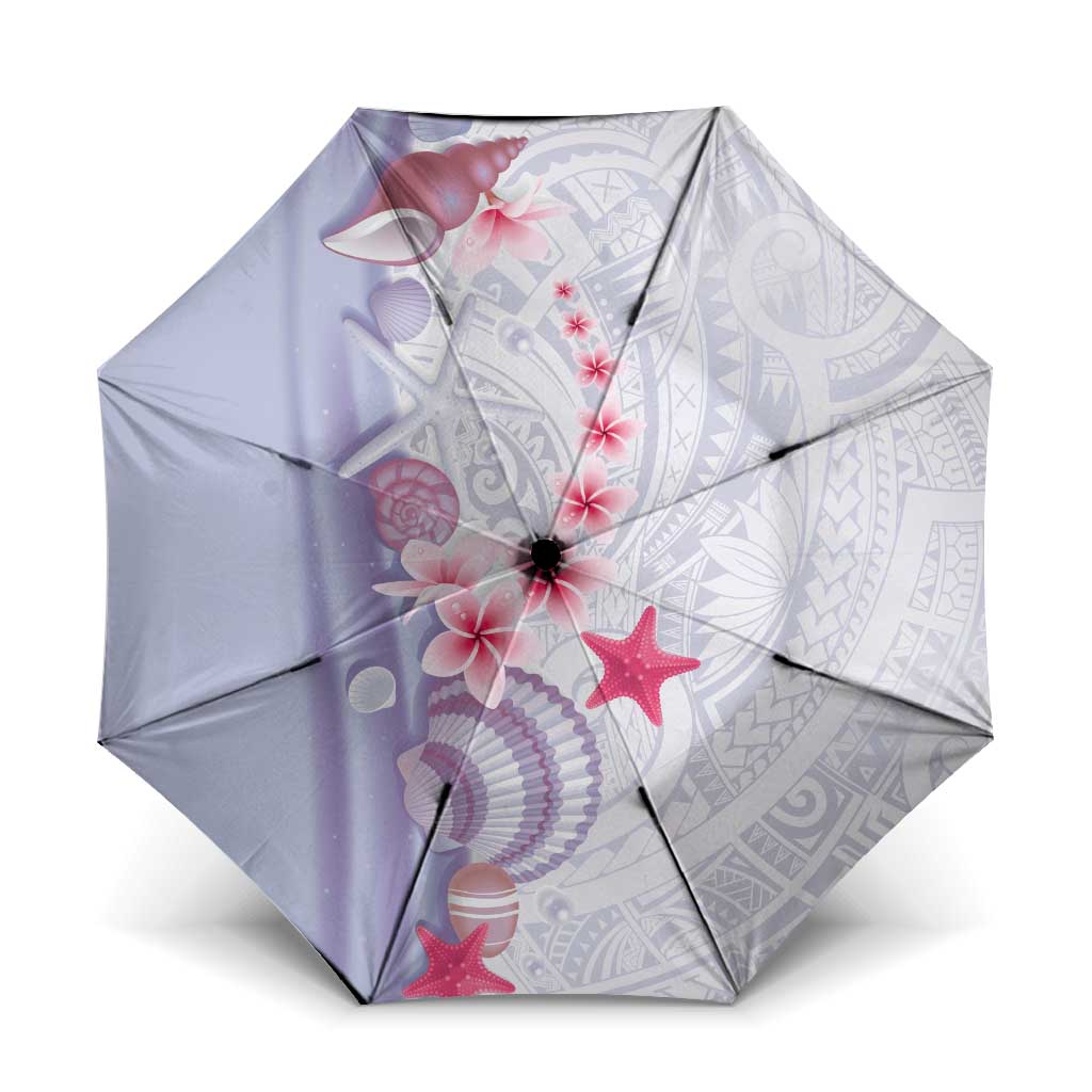 Purple Plumeria Sea Shell Umbrella Starfish Polynesian Pattern LT01 One Size Folded 11.42 inch Opened Diameter 37.4 inch Purple - Polynesian Pride