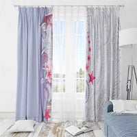 Purple Plumeria Sea Shell Window Curtain Starfish Polynesian Pattern LT01 - Polynesian Pride