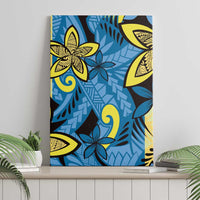 Plumeria Polynesian Pattern Canvas Wall Art Unique Fantasy Blue Yellow LT01 - Polynesian Pride