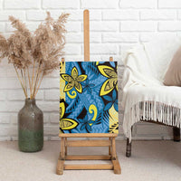 Plumeria Polynesian Pattern Canvas Wall Art Unique Fantasy Blue Yellow LT01 - Polynesian Pride