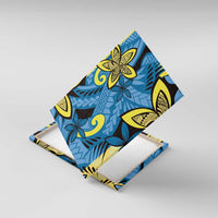 Plumeria Polynesian Pattern Canvas Wall Art Unique Fantasy Blue Yellow LT01 With Frame Blue - Polynesian Pride
