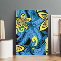Plumeria Polynesian Pattern Canvas Wall Art Unique Fantasy Blue Yellow LT01 - Polynesian Pride
