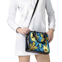 Plumeria Polynesian Pattern Shoulder Handbag Unique Fantasy Blue Yellow LT01 - Polynesian Pride