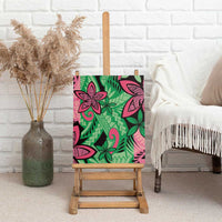 Plumeria Polynesian Pattern Canvas Wall Art Unique Fantasy Green Pink LT01 - Polynesian Pride