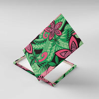 Plumeria Polynesian Pattern Canvas Wall Art Unique Fantasy Green Pink LT01 With Frame Green - Polynesian Pride