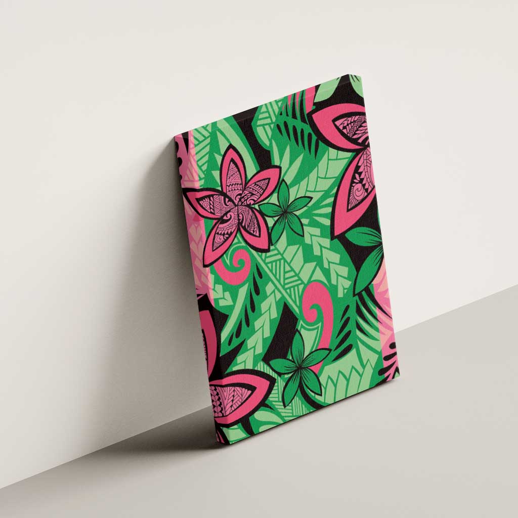 Plumeria Polynesian Pattern Canvas Wall Art Unique Fantasy Green Pink LT01 - Polynesian Pride