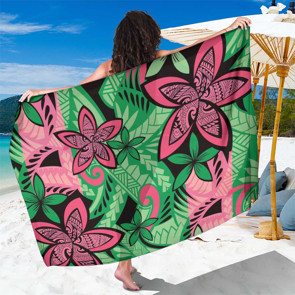 Plumeria Polynesian Pattern Sarong Unique Fantasy Green Pink LT01 One Size 44 x 66 inches Green - Polynesian Pride