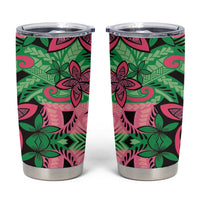Plumeria Polynesian Pattern Tumbler Cup Unique Fantasy Green Pink LT01 Green - Polynesian Pride