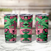 Plumeria Polynesian Pattern Tumbler Cup Unique Fantasy Green Pink LT01 - Polynesian Pride