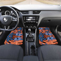 Plumeria Polynesian Pattern Car Mats Unique Fantasy Orange Blue LT01 Set 2pcs - Front Orange - Polynesian Pride