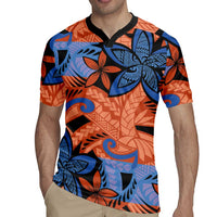 Plumeria Polynesian Pattern Rugby Jersey Unique Fantasy Orange Blue LT01 - Polynesian Pride