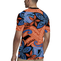 Plumeria Polynesian Pattern Rugby Jersey Unique Fantasy Orange Blue LT01 - Polynesian Pride