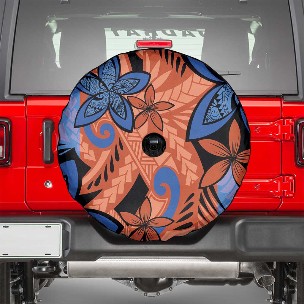 Plumeria Polynesian Pattern Spare Tire Cover Unique Fantasy Orange Blue LT01 - Polynesian Pride