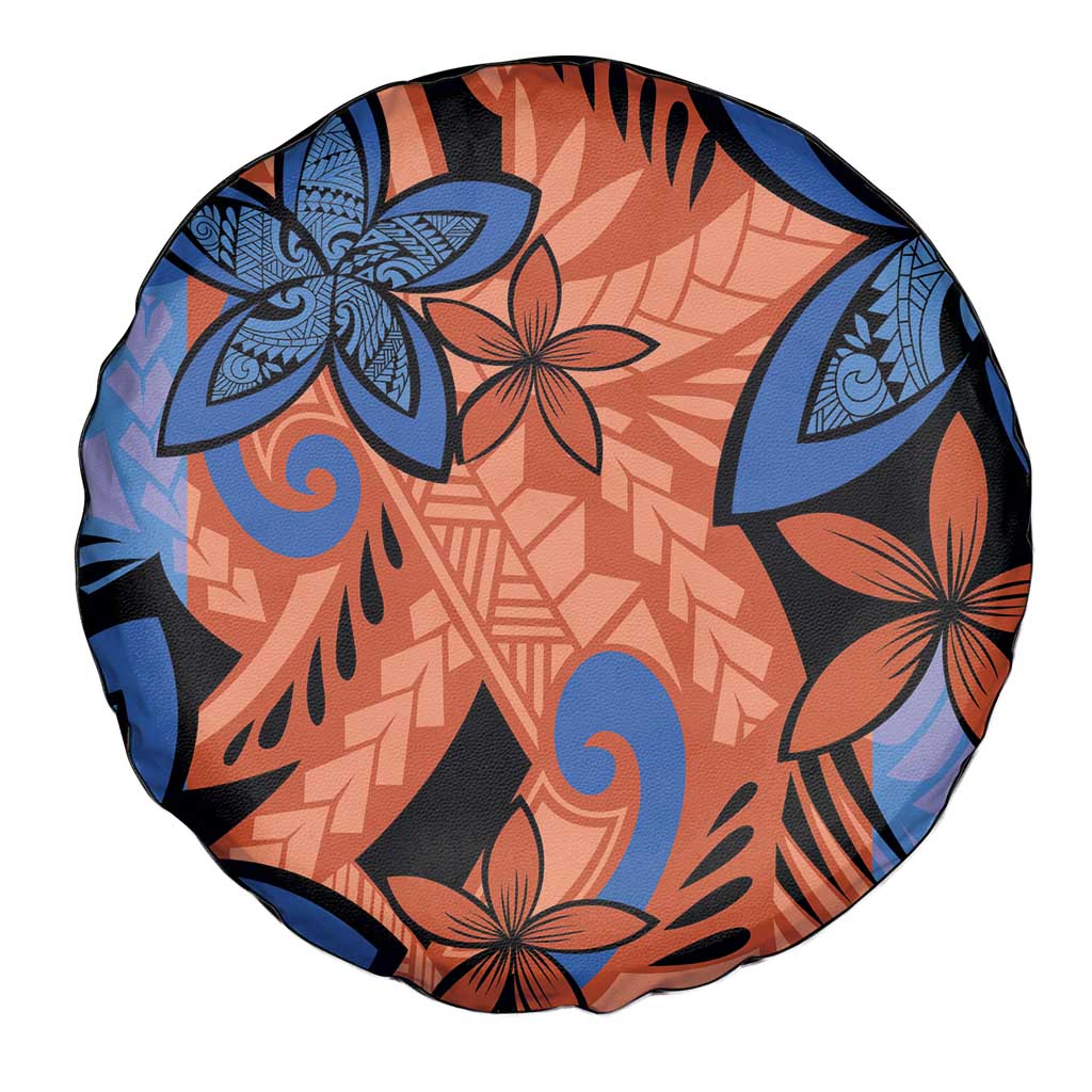 Plumeria Polynesian Pattern Spare Tire Cover Unique Fantasy Orange Blue LT01 - Polynesian Pride