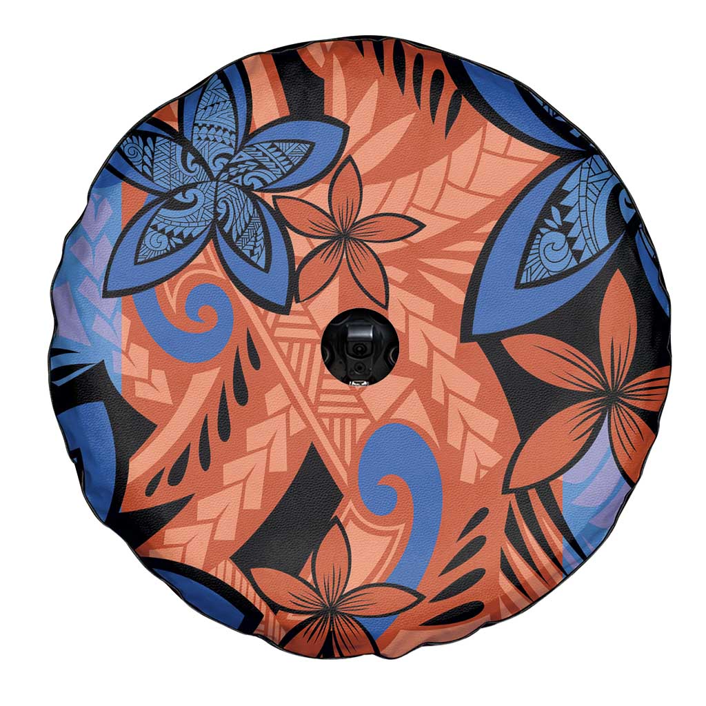 Plumeria Polynesian Pattern Spare Tire Cover Unique Fantasy Orange Blue LT01 - Polynesian Pride