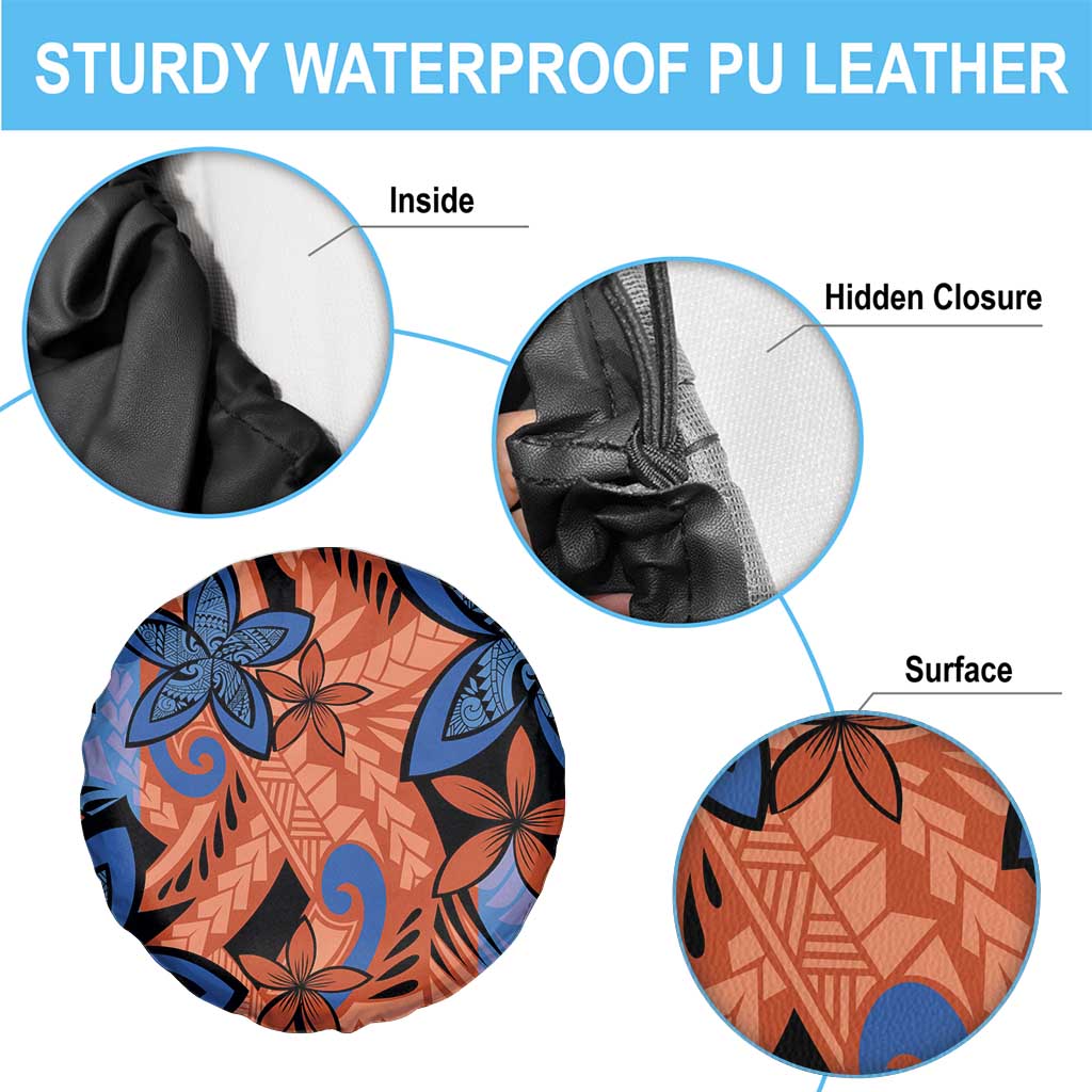 Plumeria Polynesian Pattern Spare Tire Cover Unique Fantasy Orange Blue LT01 - Polynesian Pride