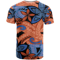 Plumeria Polynesian Pattern T Shirt Unique Fantasy Orange Blue LT01 - Polynesian Pride
