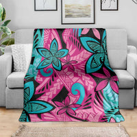 Plumeria Polynesian Pattern Blanket Unique Fantasy Pink Teal LT01 - Polynesian Pride