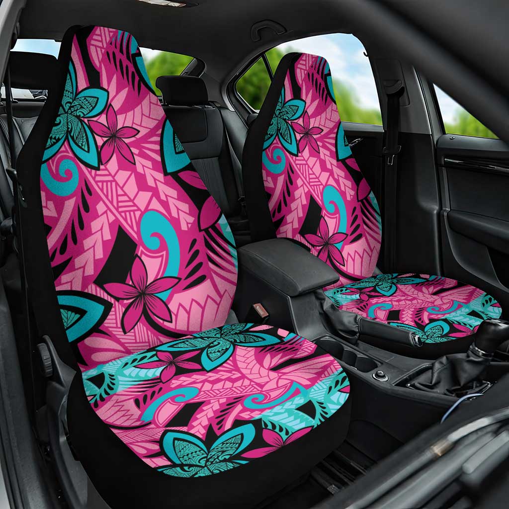 Plumeria Polynesian Pattern Car Seat Cover Unique Fantasy Pink Teal LT01 One Size Pink - Polynesian Pride