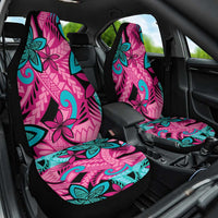Plumeria Polynesian Pattern Car Seat Cover Unique Fantasy Pink Teal LT01 One Size Pink - Polynesian Pride