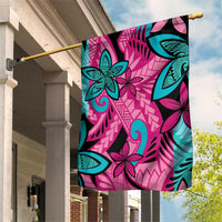 Plumeria Polynesian Pattern Garden Flag Unique Fantasy Pink Teal LT01 House Flag Pink - Polynesian Pride