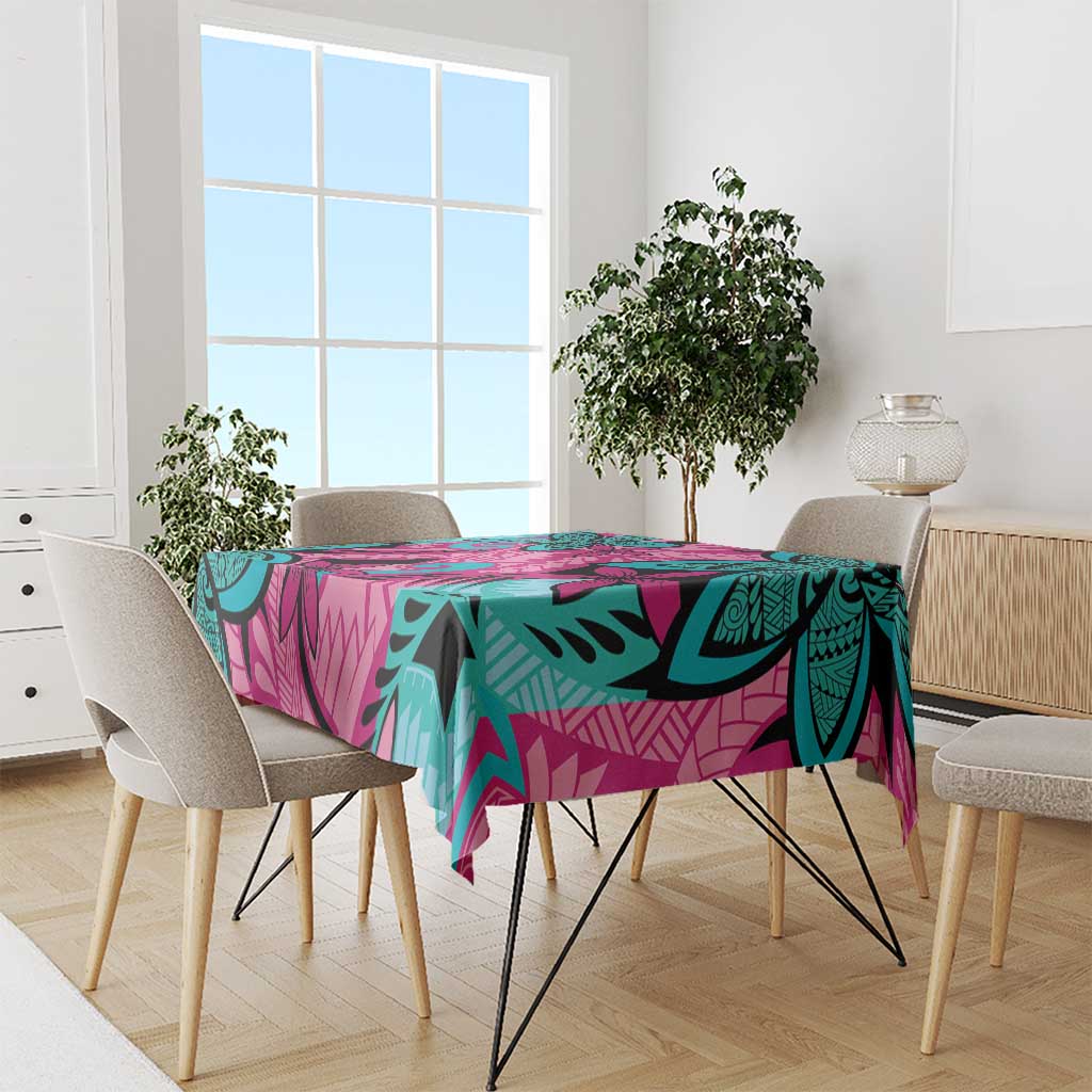 Plumeria Polynesian Pattern Tablecloth Unique Fantasy Pink Teal LT01 - Polynesian Pride