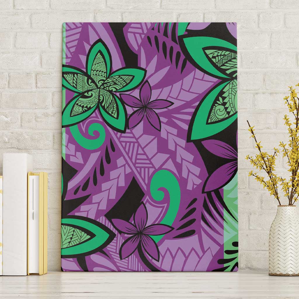 Plumeria Polynesian Pattern Canvas Wall Art Unique Fantasy Purple Green LT01 Without Frame Purple - Polynesian Pride