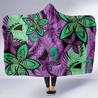 Plumeria Polynesian Pattern Hooded Blanket Unique Fantasy Purple Green LT01 One Size Purple - Polynesian Pride