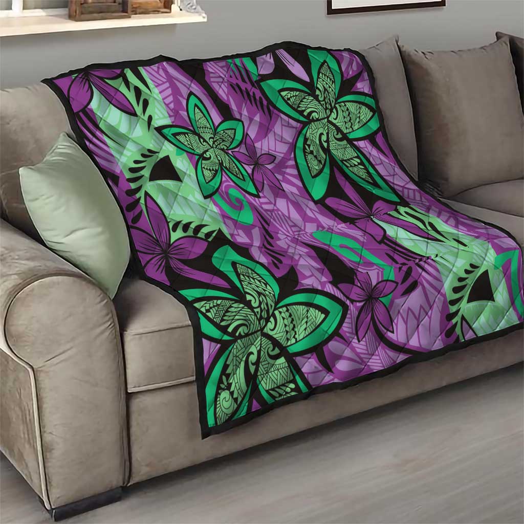 Plumeria Polynesian Pattern Quilt Unique Fantasy Purple Green LT01 - Polynesian Pride
