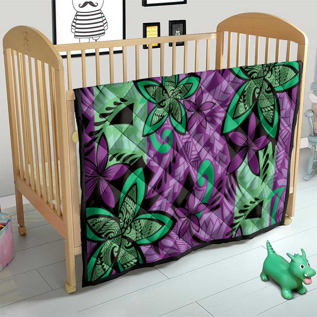 Plumeria Polynesian Pattern Quilt Unique Fantasy Purple Green LT01 - Polynesian Pride