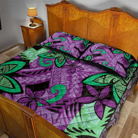 Plumeria Polynesian Pattern Quilt Bed Set Unique Fantasy Purple Green LT01 - Polynesian Pride