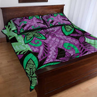 Plumeria Polynesian Pattern Quilt Bed Set Unique Fantasy Purple Green LT01 - Polynesian Pride
